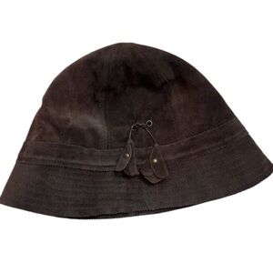 Women's Dark Brown Suede Bucket Hat
